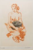 RUSKIN SPEAR (1911-1990) British, Topless Model With Cat, limited edition printers proof print,