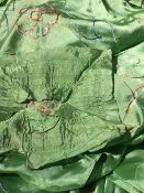 A WWII embroidered silk bed spread and pillow case set,