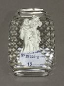 A Victorian sulphide glass paperweight,