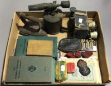 Two German medals, ration books, silver thrupence, etc.