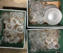 Three boxes of clear cut glassware