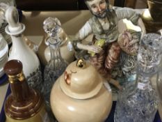 A quantity of ceramics and glass, including Capodimonte, decanters, Japanese porcelain, etc.