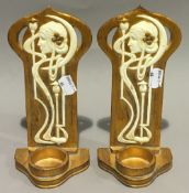 Two Art Nouveau style night light brackets