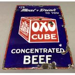 An original Oxo pictorial enamel advertising sign