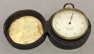 A Victorian cased pocket barometer