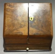 A Victorian burr walnut stationery box