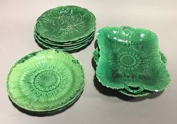 A quantity of Victorian Wedgwood cabbage plates