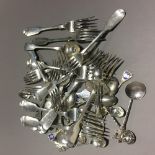 A quantity of silver cutlery and various teaspoons
