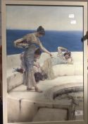 A ceramic tile printed with Alma-Tadema's ''Silver Favourites'' - WITHDRAWN