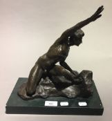 An abstract bronze model of a man