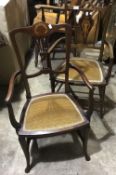 Two Edwardian inlaid armchairs