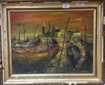 Venetian Scene, Impasto, signed,