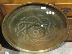 An Eastern brass tray