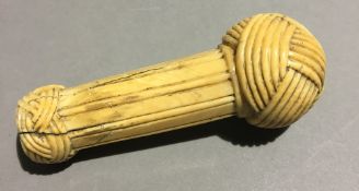 A 19th century marine ivory sailors knot walking stick handle