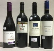 Four bottles of Chillean red wine comprising: Cono Sur Pinot Nior 2007,