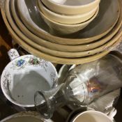 A quantity of china, glass, mixing bowls, etc.