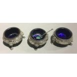 A set of three silver salts, London 1875, Daniel and Charles Houle,