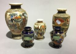 Five small Satsuma vases
