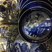 A quantity of blue and white china,