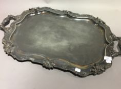 A large Art Nouveau silver plated tray