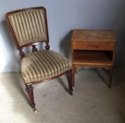A 20th century bedside table and a Victorian mahogany chair