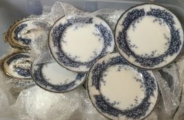 A quantity of Victorian blue and white dinner wares