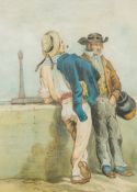 CONTINENTAL SCHOOL (19th century), Sailors Ashore, Watercolour, signed with initials,