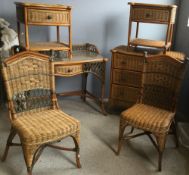 A wicker bedroom suite