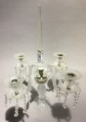 A cut glass candelabra