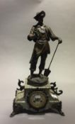 A Victorian figurally mounted marble mantle clock