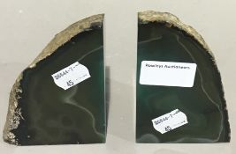 A pair of mineral bookends