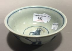 A small Chinese blue and white bowl