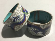 A pair of cloisonne napkin rings