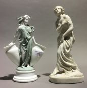 A Victorian Parian figurine and a porcelain figural posy vase