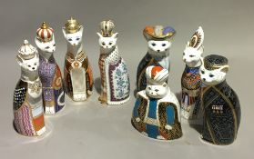 A set of eight Royal Crown Derby Royal cats