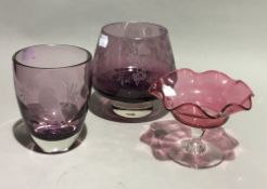 Three pieces of coloured glass