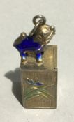 A Chinese enamel decorated silver fob seal