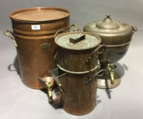 A copper samovar,