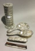 A quantity of silver backed dressing table pieces,