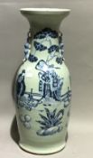 A large 19th century Chinese blue and white porcelain vase