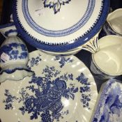 A small quantity of blue and white ceramics,