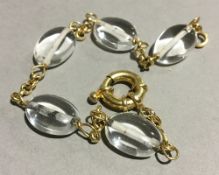 A 9 ct gold rock crystal bracelet