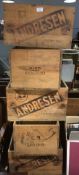 Five vintage port crates