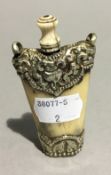 A Chinese white metal mounted bone snuff bottle