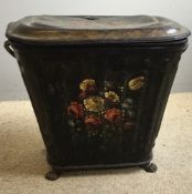 A Victorian painted tole ware perdonium