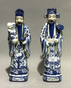 Two Chinese blue and white porcelain figures