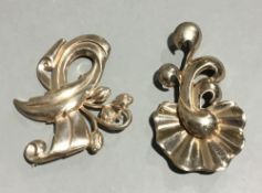 Two silver brooches