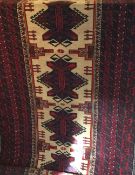 A red ground rug