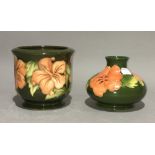 Two Moorcroft Hibiscus pattern vases