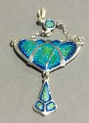 A silver Art Nouveau style enamel pendant